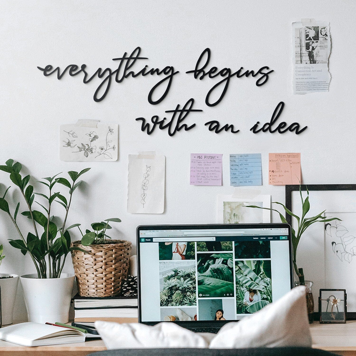 Everything Begins With An Idea, Metal Vægdekoration, Nordic Unique